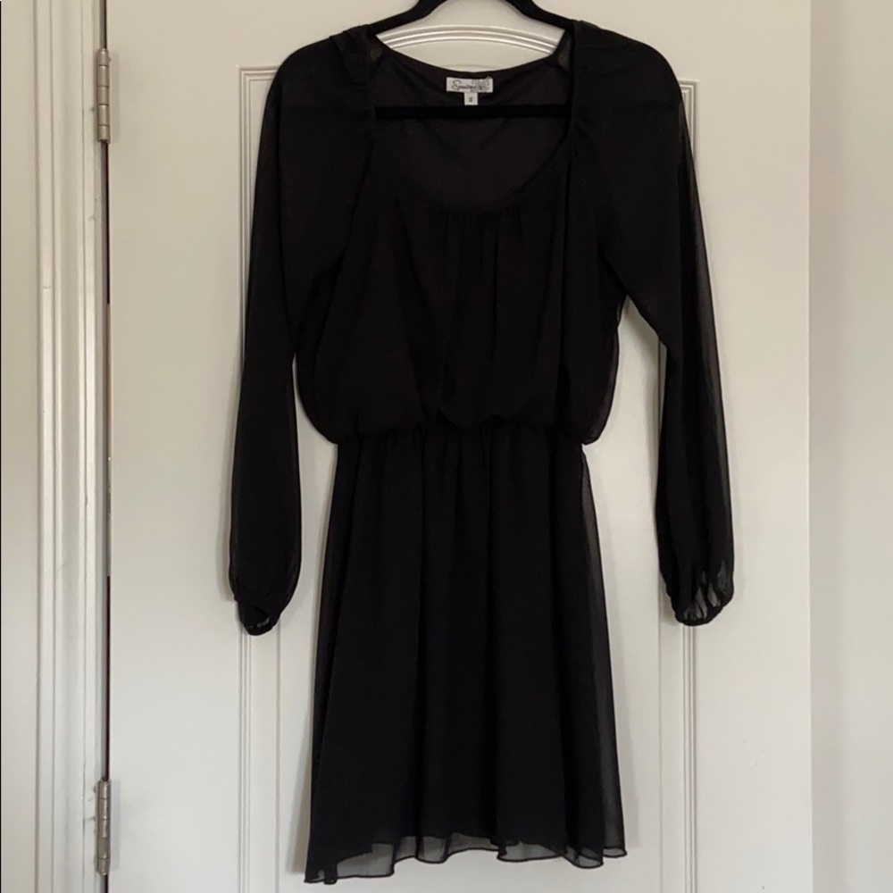 Black chiffon mini dress